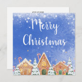 Vrolijk kerstontbijtkoek huis met snoepstokken kaart (Voorkant / Achterkant)