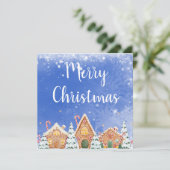 Vrolijk kerstontbijtkoek huis met snoepstokken kaart (Staand voorkant)