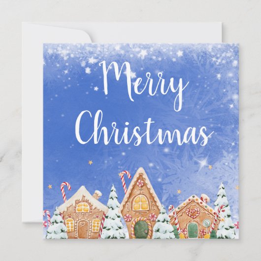 Vrolijk kerstontbijtkoek huis met snoepstokken kaart (Voorkant)