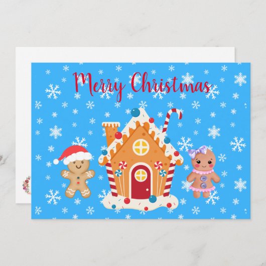 Vrolijk kerstontbijtkoek man, vrouw en huis kaart (Voorkant / Achterkant)