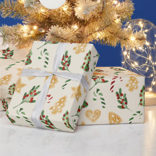 Vrolijk kerstontbijtkoekjes cadeaupapier