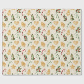 Vrolijk kerstontbijtkoekjes cadeaupapier (Vlak)