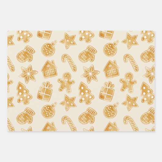 Vrolijk kerstontbijtkoekjes inpakpapier vel (Voorkant 3)
