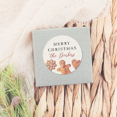 Vrolijk kerstontbijtkoekjes ronde sticker