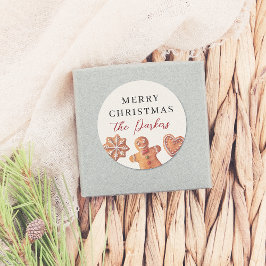 Vrolijk kerstontbijtkoekjes ronde sticker