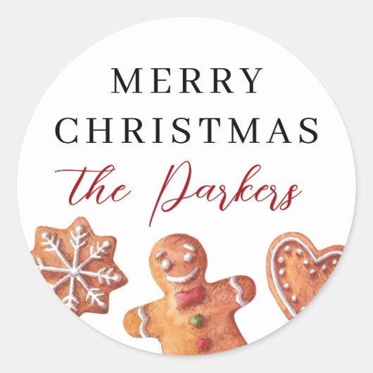 Vrolijk kerstontbijtkoekjes ronde sticker (Voorkant)