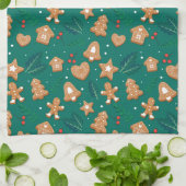 Vrolijk kerstontbijtkoekjes theedoek (Gevouwen)