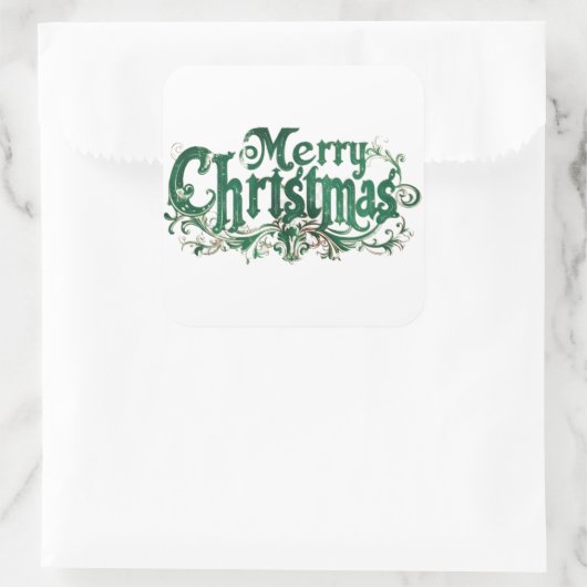 vrolijk kerstontwerp2 vierkante sticker (Tas)