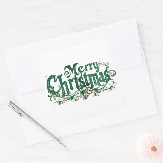 vrolijk kerstontwerp2 vierkante sticker (Envelop)