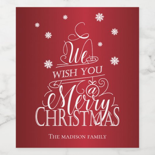 Vrolijk kerstontwerp, handbelettering. wijn etiket (Enkel label)