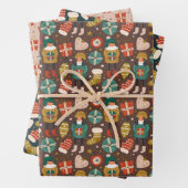 Vrolijk kerstontwerp inpakpapier vel (In situ)