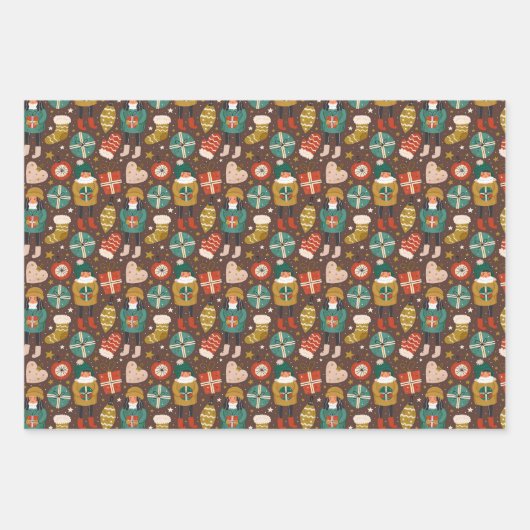 Vrolijk kerstontwerp inpakpapier vel (Voorkant)