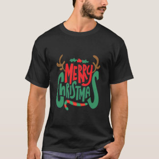 Vrolijk kerstontwerp zwart shirt