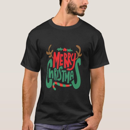 Vrolijk kerstontwerp zwart shirt (Voorkant)