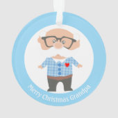 Vrolijk kerstopa op lichtblauw en wit ornament (achterkant)