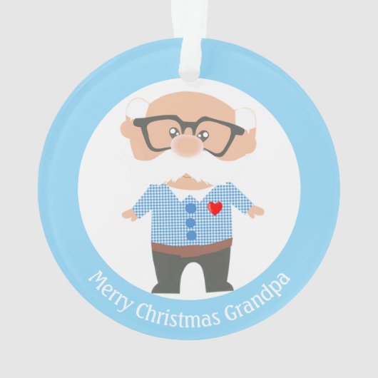 Vrolijk kerstopa op lichtblauw en wit ornament (achterkant)