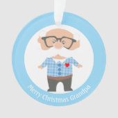 Vrolijk kerstopa op lichtblauw en wit ornament (voorkant)