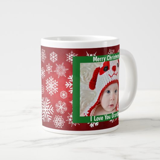 Vrolijk kerstopa, rood en wit, aangepaste foto grote koffiekop (Voorkant rechts)