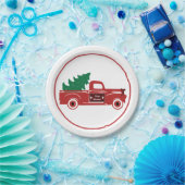 Vrolijk kerstophalen en boom papieren bordje (Feest)