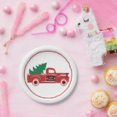 Vrolijk kerstophalen en boom papieren bordje (Feest)