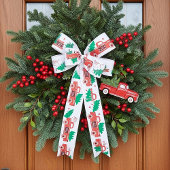 Vrolijk kerstophalen en boom satijnen lint