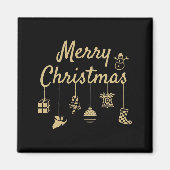 Vrolijk kerstOrnament goud Magneet (Voorkant)