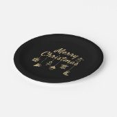 Vrolijk kerstOrnament goud Papieren Bordje (Gekanteld)