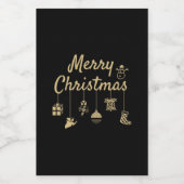 Vrolijk kerstOrnament goud Voedselcontainer Etiket (Enkel label)