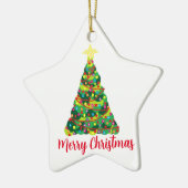 Vrolijk kerstOrnament met kerstboom Keramisch Ornament (Links)