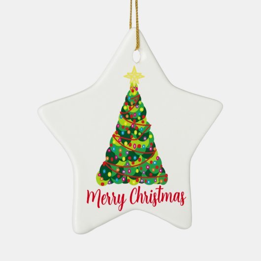 Vrolijk kerstOrnament met kerstboom Keramisch Ornament (Rechts)