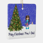 Vrolijk kerstOrnament van Dochter tot Ouders Keramisch Ornament (Rechts)