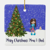 Vrolijk kerstOrnament van Dochter tot Ouders Keramisch Ornament (Achterkant)