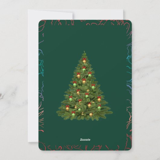 Vrolijk kerstpaar Familie Foto Groen Feestdagenkaart (Achterkant)