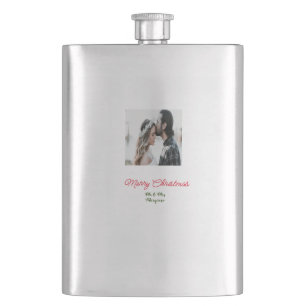 Vrolijk kerstpaar foto voeg naam gelukkige vakanti flacon