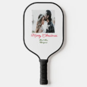 Vrolijk kerstpaar foto voeg naam gelukkige vakanti pickleball paddle (Voorkant)