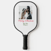 Vrolijk kerstpaar foto voeg naam gelukkige vakanti pickleball paddle (Achterkant)