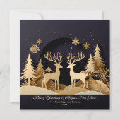 Vrolijk kerstpaar van rendieren Foto Feestdagenkaart (Voorkant)