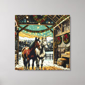 Vrolijk kerstpaard Cartoon Canvas Afdruk (Voorkant)