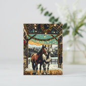 Vrolijk kerstpaard Cartoon gepersonaliseerd Briefkaart (Staand voorkant)