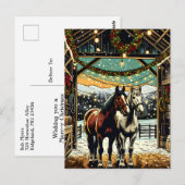 Vrolijk kerstpaard Cartoon gepersonaliseerd Briefkaart (Voorkant / Achterkant)