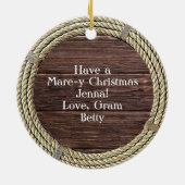 Vrolijk kerstpaard Cartoon Keramisch Ornament (Achterkant)