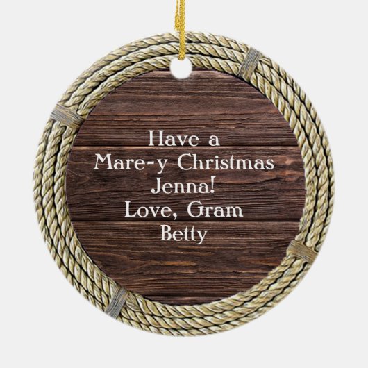 Vrolijk kerstpaard Cartoon Keramisch Ornament (Achterkant)