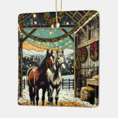 Vrolijk kerstpaard Cartoon Keramisch Ornament (Links)