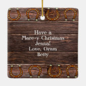 Vrolijk kerstpaard Cartoon Keramisch Ornament (Achterkant)