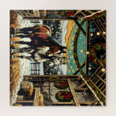 Vrolijk kerstpaard Cartoon Legpuzzel (Horizontaal)