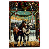 Vrolijk kerstpaard Cartoon Medium Cadeauzakje (Voorkant)