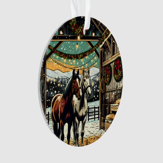 Vrolijk kerstpaard Cartoon Ornament (voorkant)