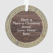 Vrolijk kerstpaard Cartoon Ornament (achterkant)