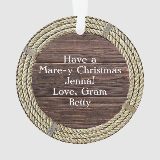 Vrolijk kerstpaard Cartoon Ornament (achterkant)