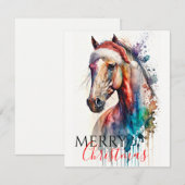 Vrolijk kerstpaard in Santa Hat Wenskaart Kaart (Voorkant / Achterkant)